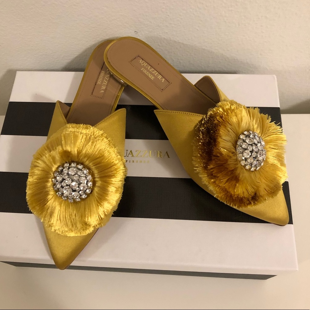 AQUAZZURA Crystal Lotus 45 mules Yellow  36.5